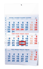 Nástěnný kalendář 2025 A3 Tříměsíční modrý