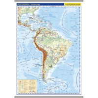 Jižní Amerika školní nástěnná fyzická mapa 1 : 9,5mil